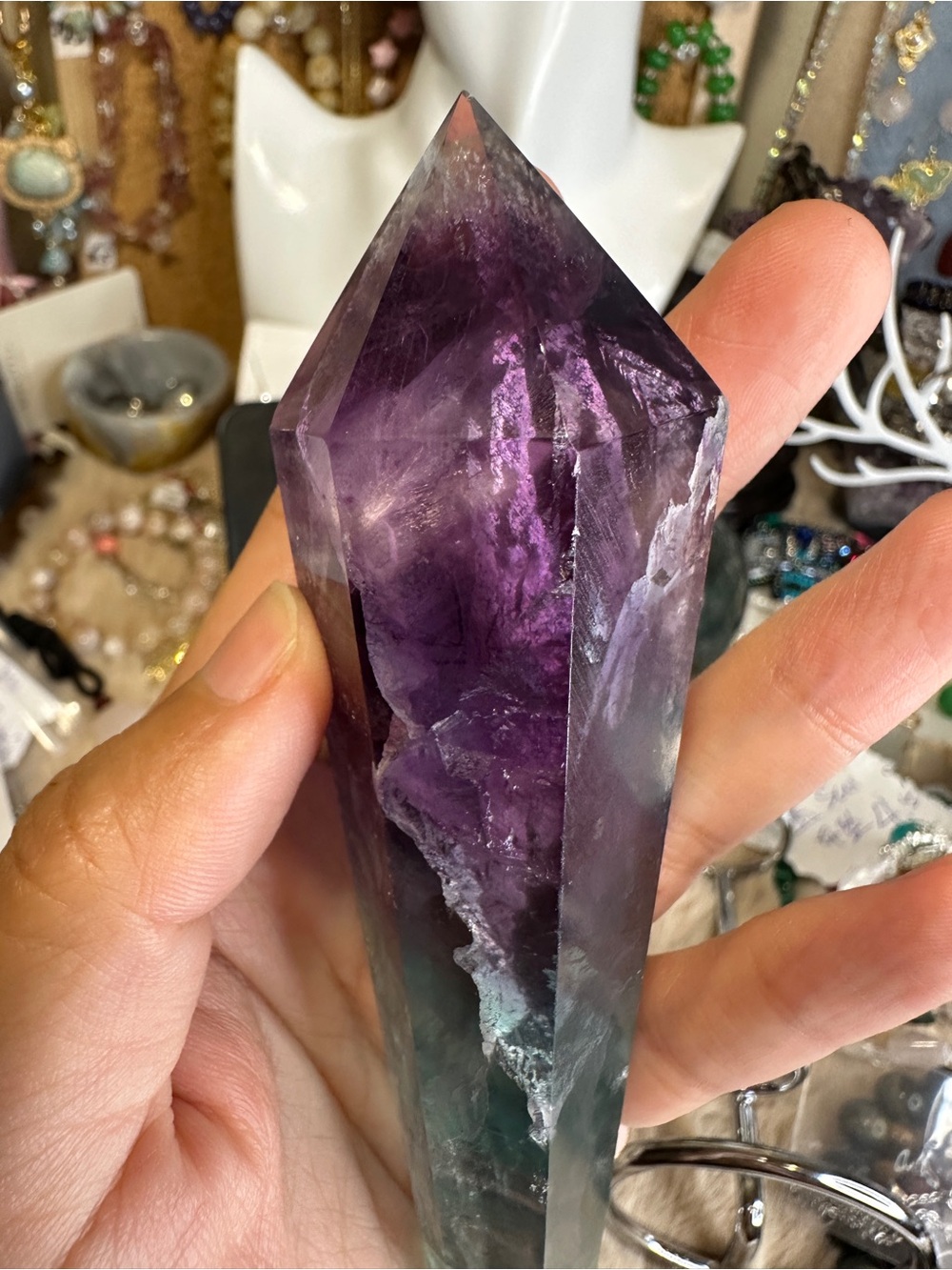 Fluorite Crystal Tower with Stand 4.8 inches - Picture 4 of 6